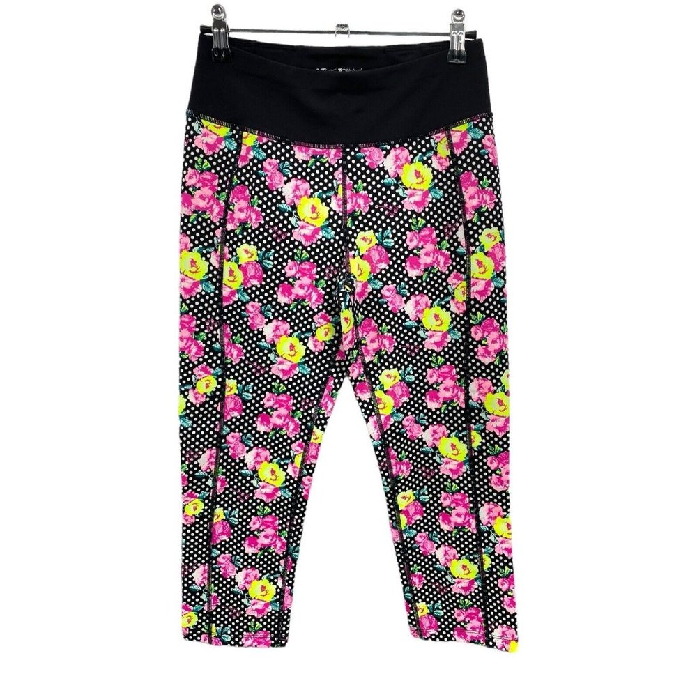 Betsey Johnson | Rose Pattern Crop Athletic Pants Floral Small Workout Leggings